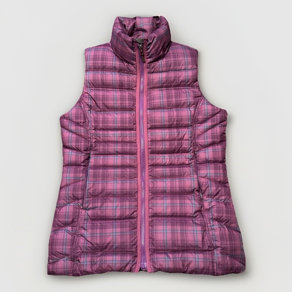 Woolrich Vest Women's Size Small Down Purple Plaid Check Puffer Vest